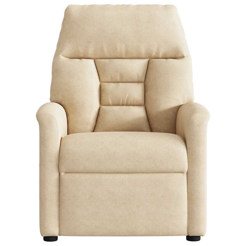 Elektrinis masažinis krėslas, kreminis, mikropluošto audinys