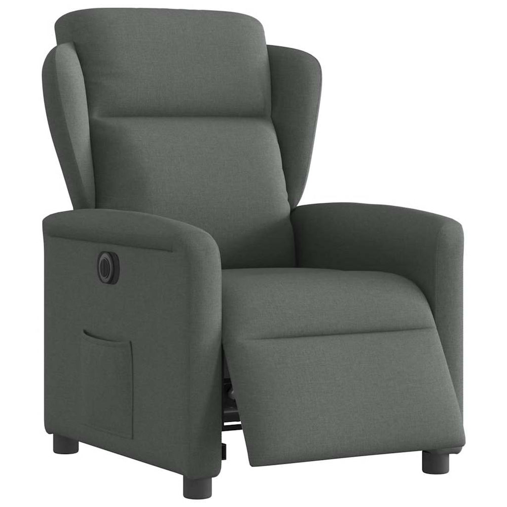 Electric recliner, dark grey, fabric