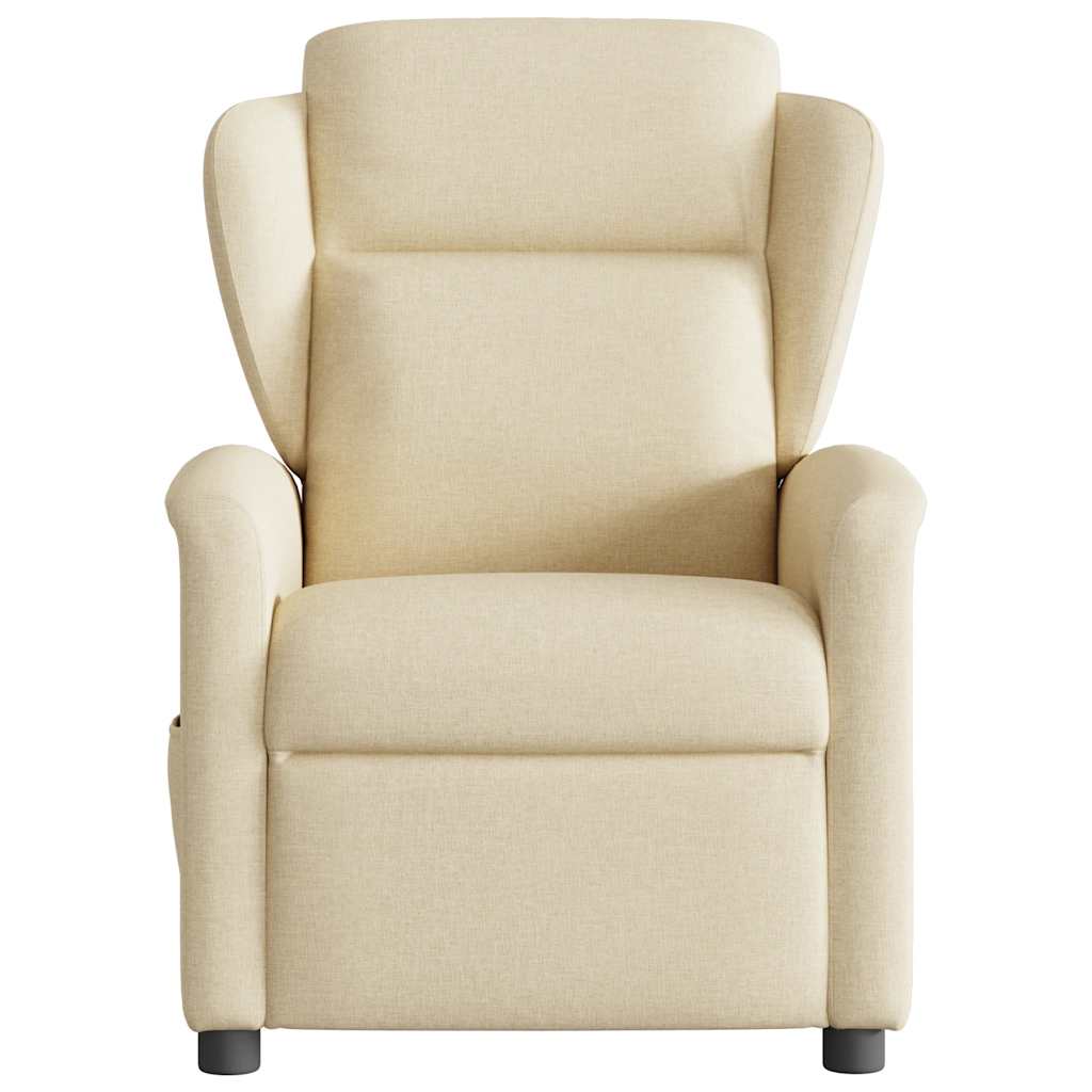 Electric reclining armchair, cream, fabric