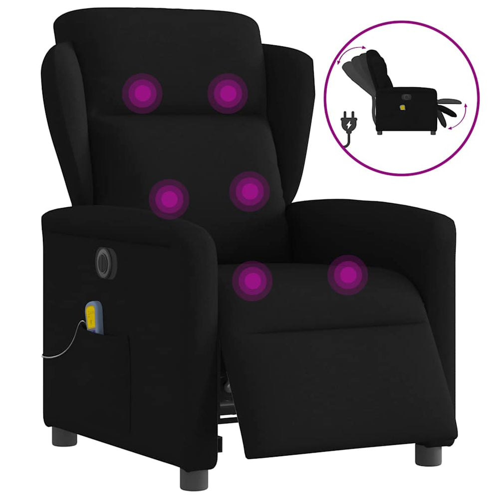 Electric Reclining Massage Chair, Black, Fabric