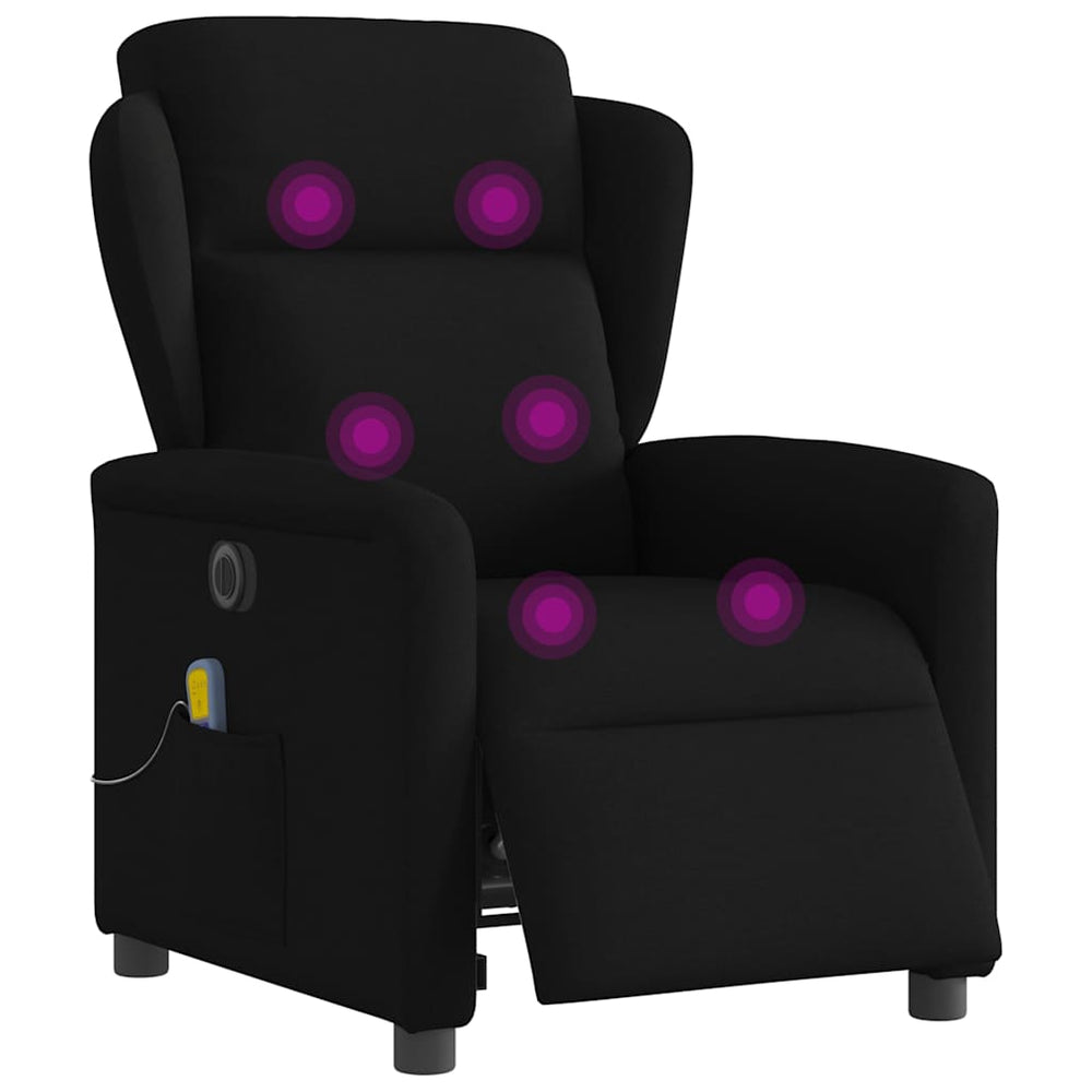 Electric Reclining Massage Chair, Black, Fabric