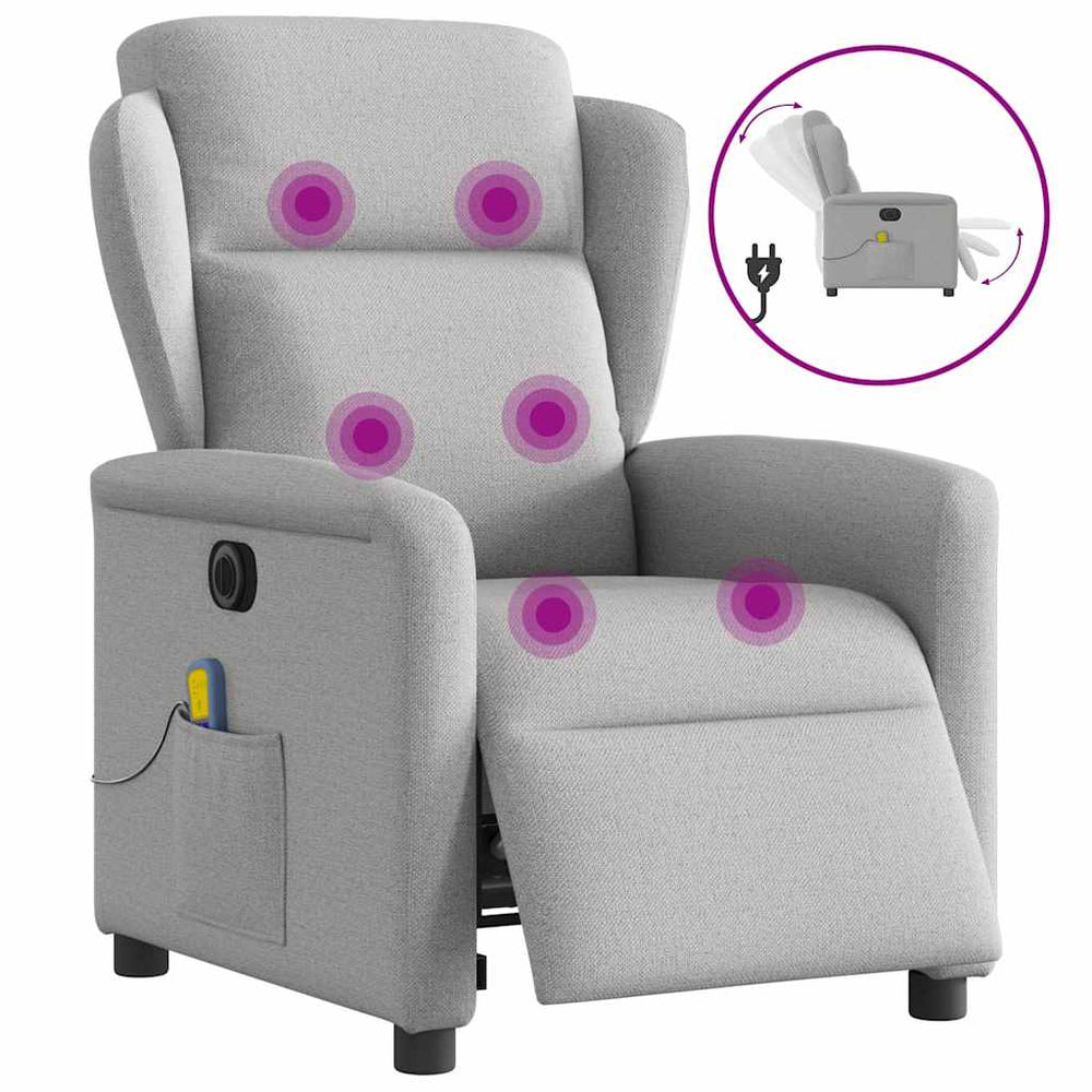 Electric massage armchair, grey, fabric