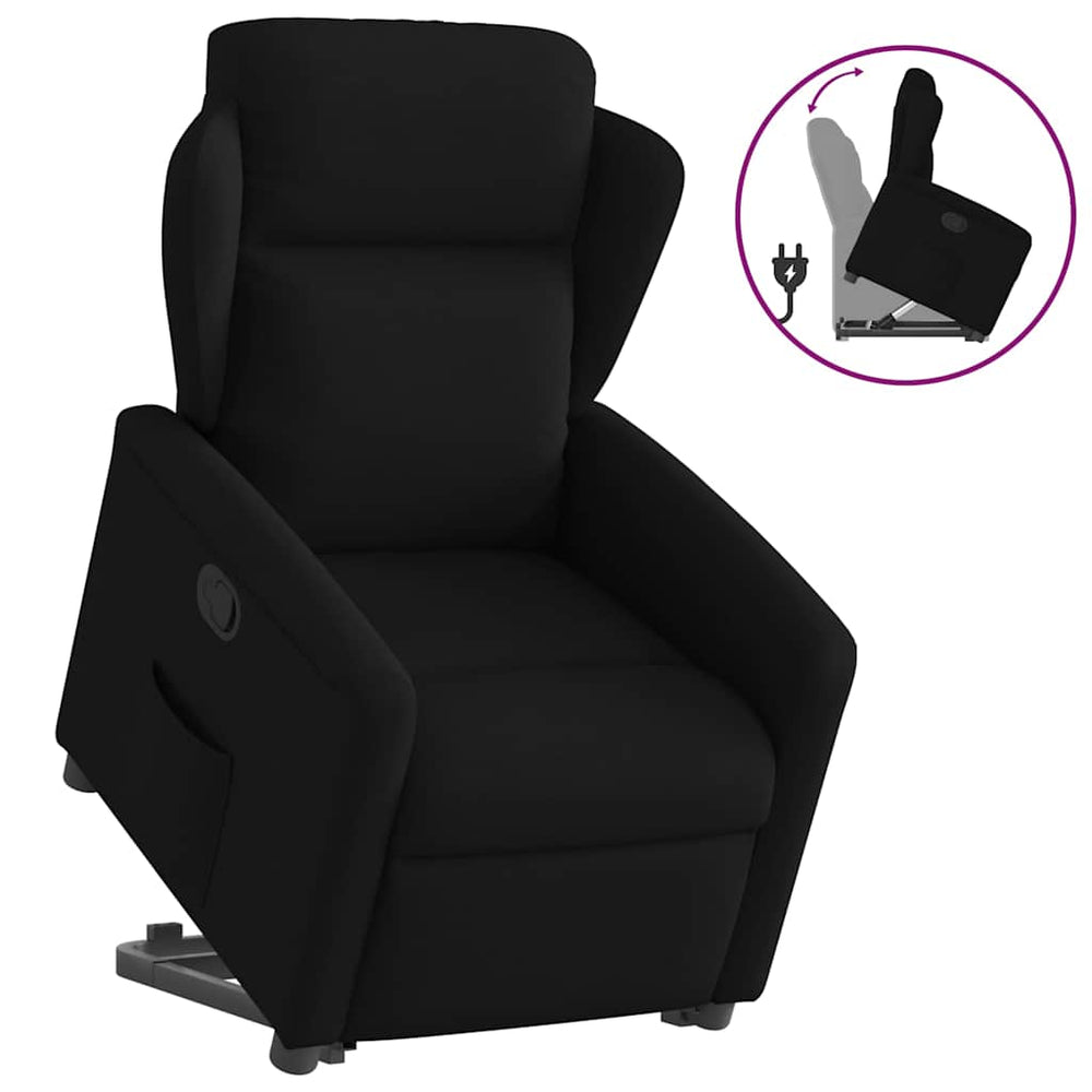 Recliner chair with stand-up assist, black, fabric