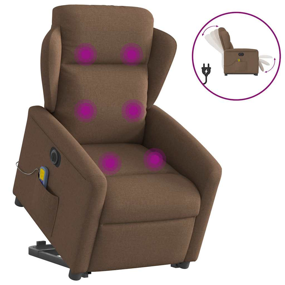 Electric standing massage chair, brown, fabric