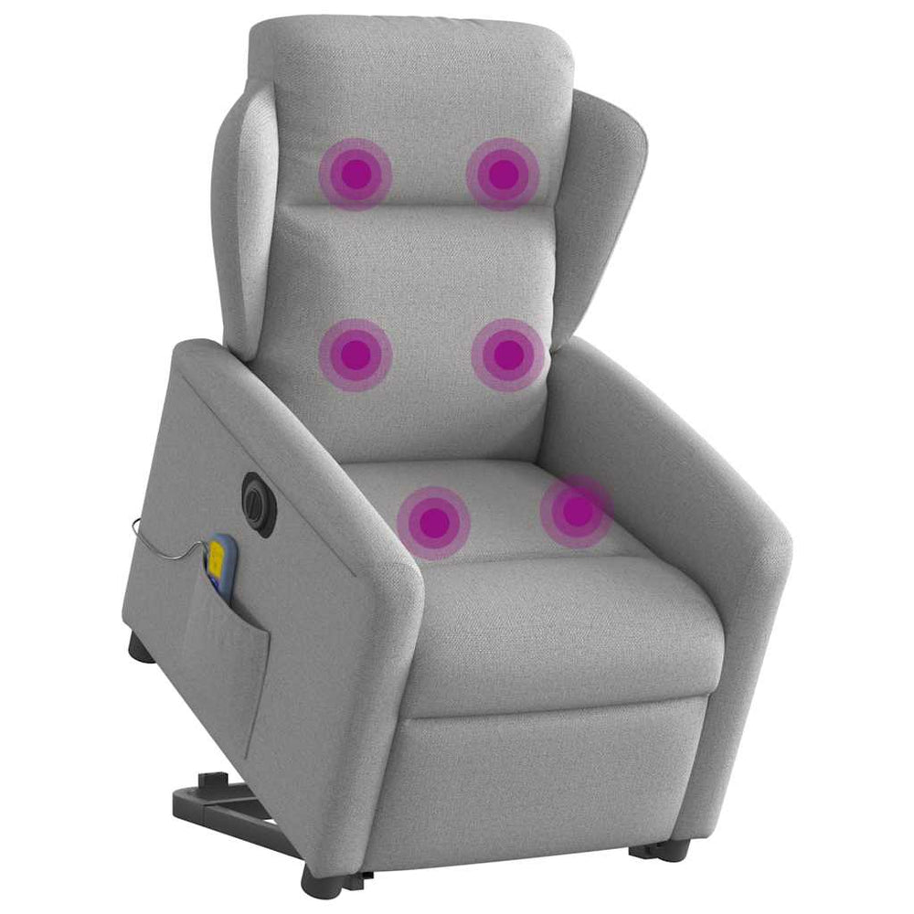 Reclining massage chair, grey, fabric