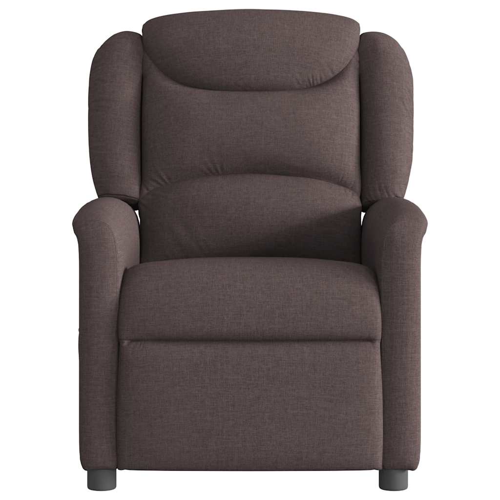 Electric reclining armchair, dark brown, fabric