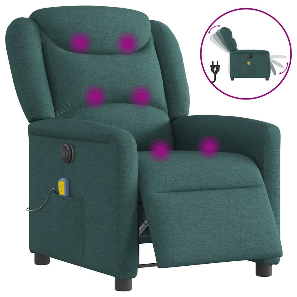 Electric massage chair, dark green, fabric