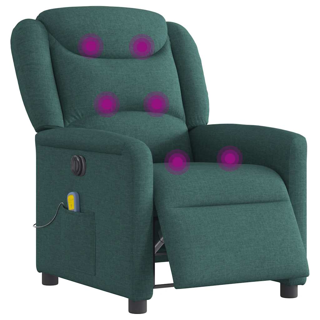 Electric massage chair, dark green, fabric
