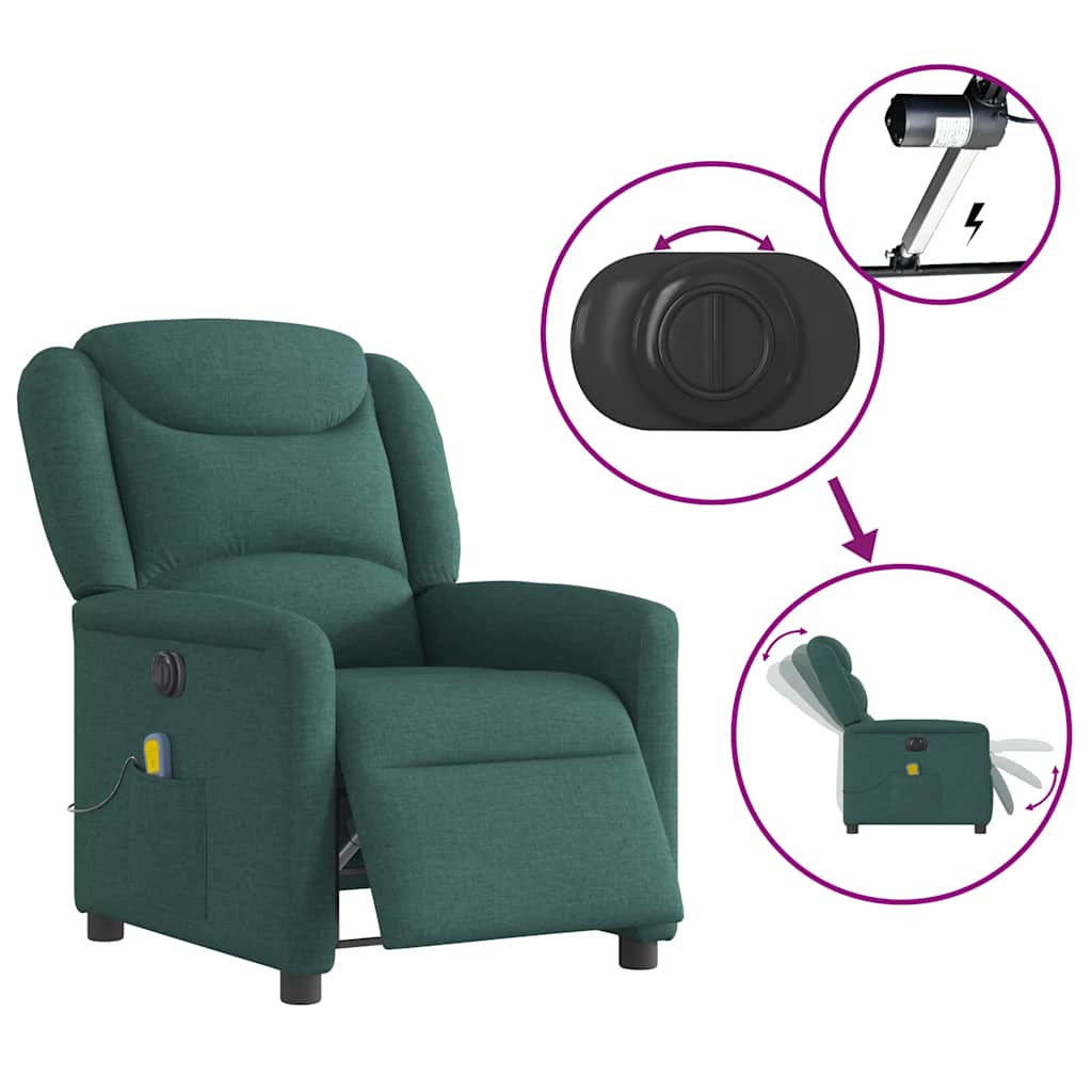 Electric massage chair, dark green, fabric