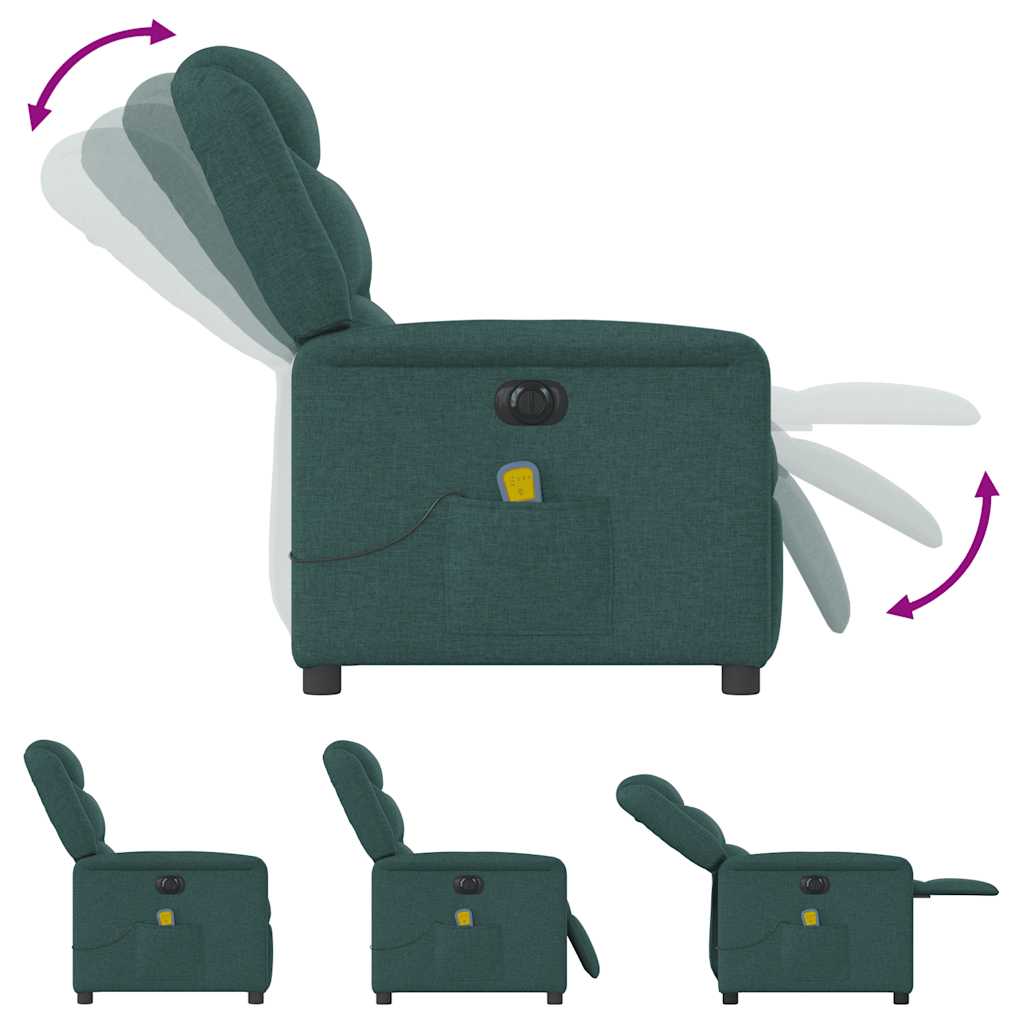 Electric massage chair, dark green, fabric
