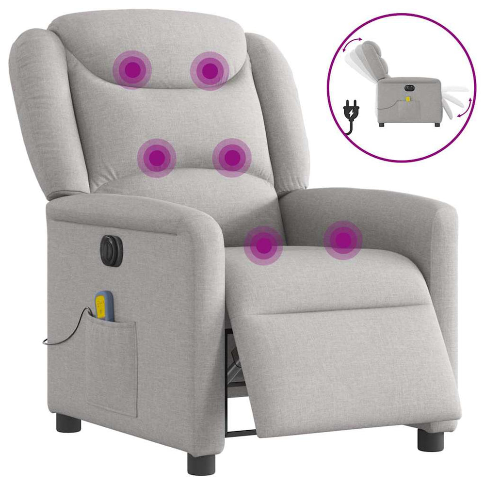 Electric massage armchair, grey, fabric