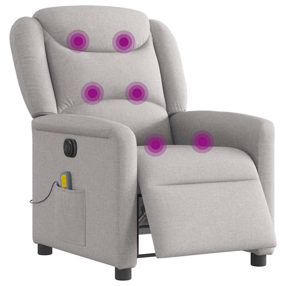 Electric massage armchair, grey, fabric