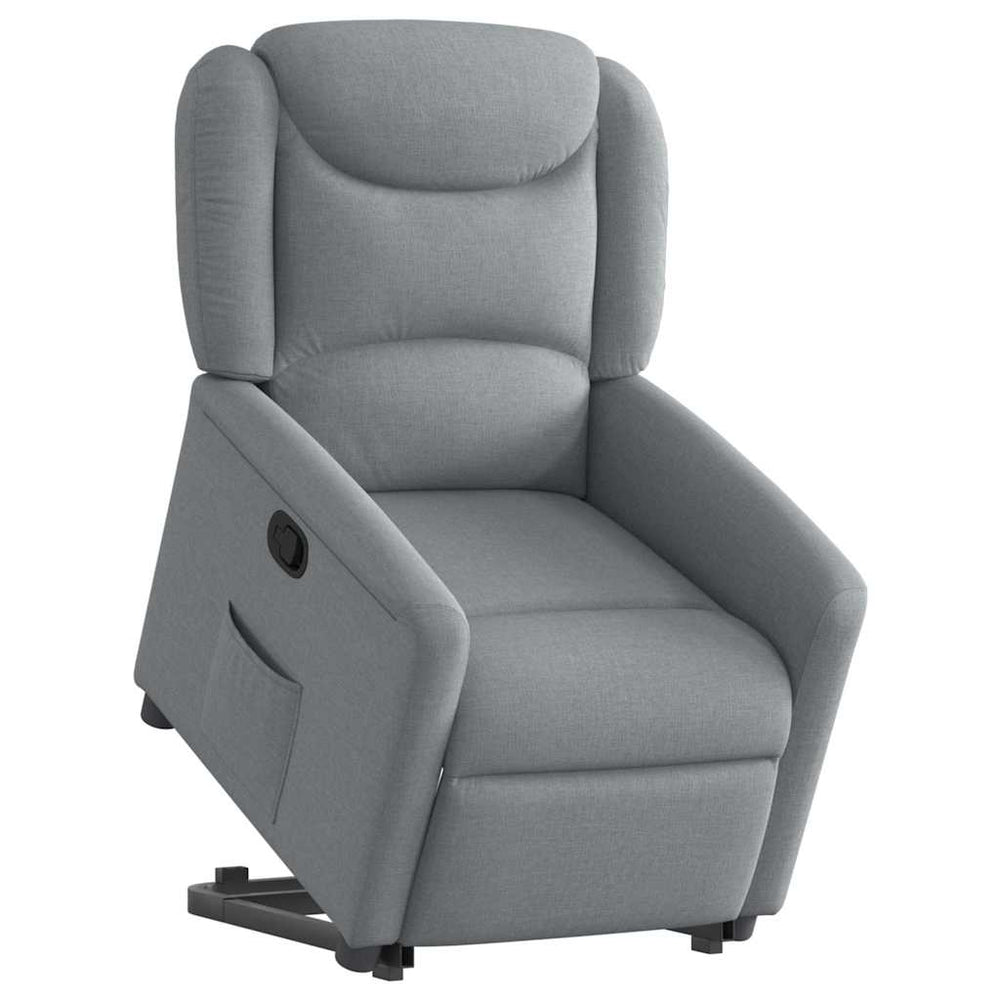 Stand-up recliner, light gray, fabric
