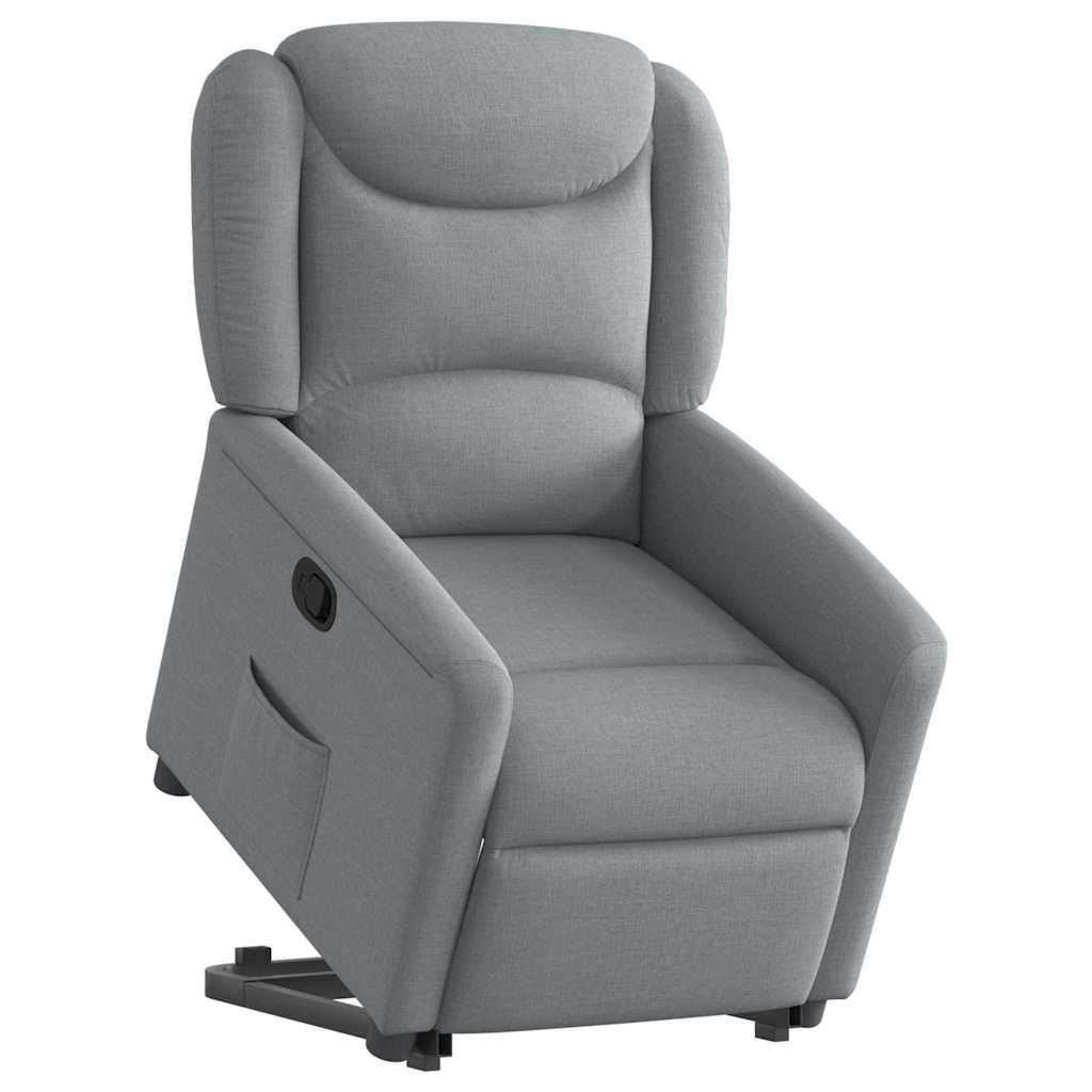 Stand-up recliner, light gray, fabric
