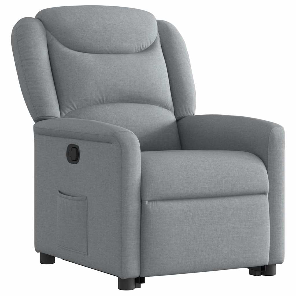Stand-up recliner, light gray, fabric