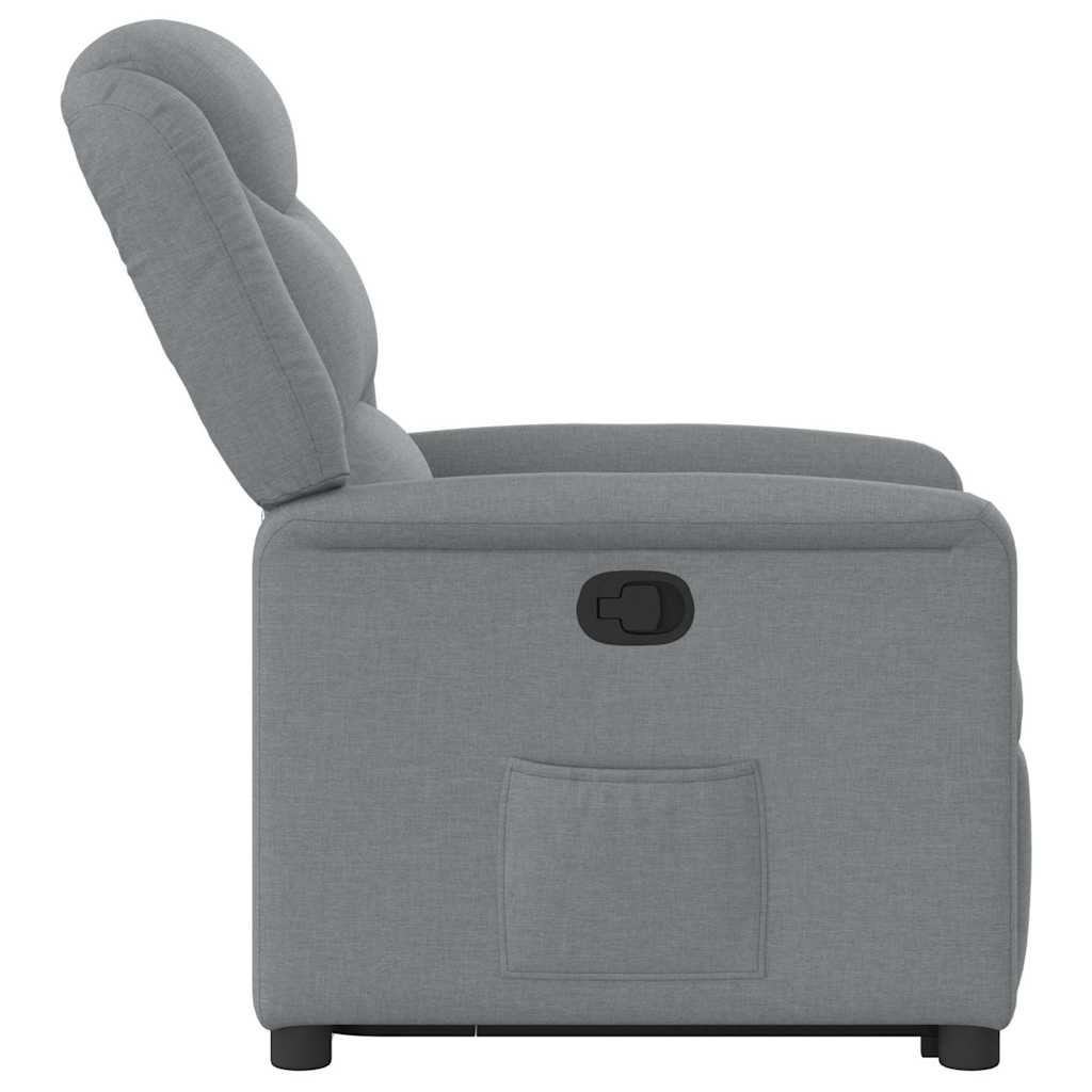 Stand-up recliner, light gray, fabric