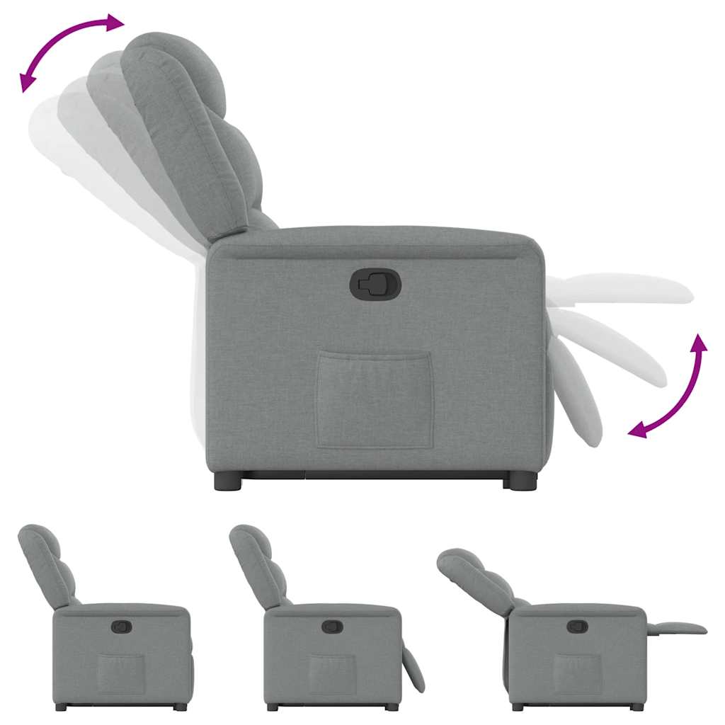 Stand-up recliner, light gray, fabric