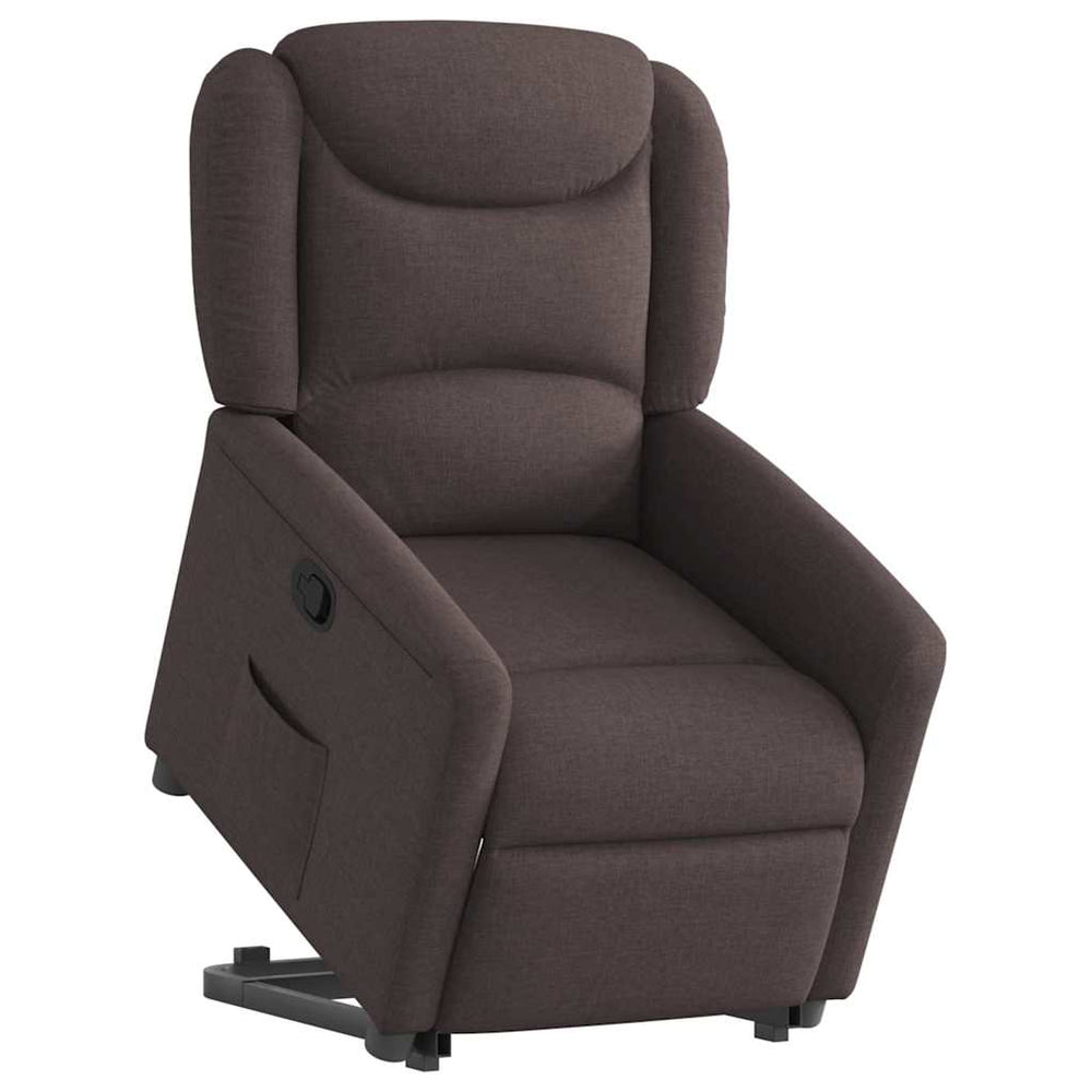 Recliner, dark brown, fabric