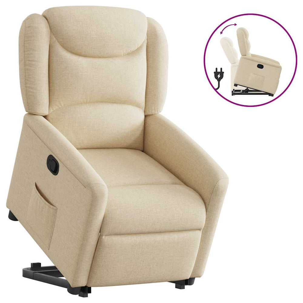 Standing recliner, cream, fabric