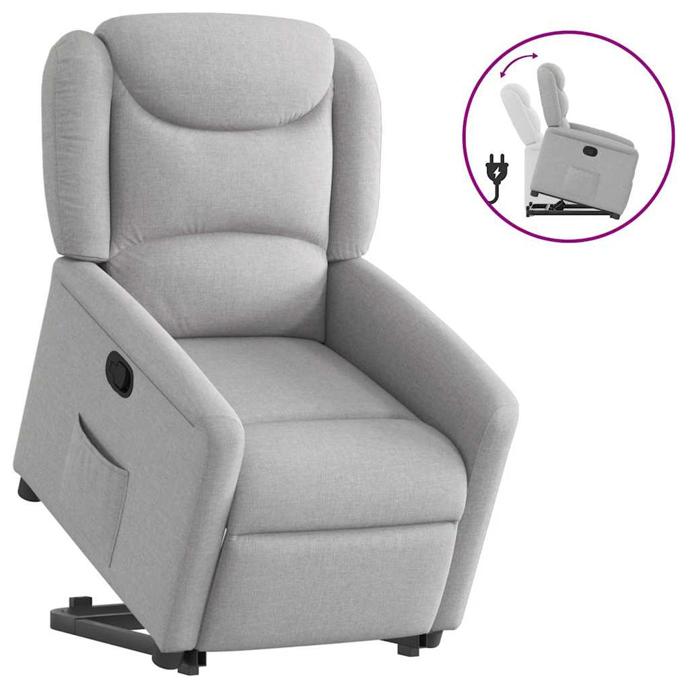 Atsistojantis atlošiamas krėslas, pilkos spalvos, audinys