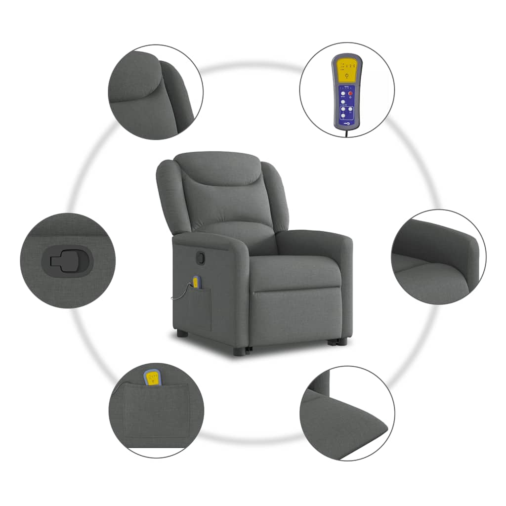 Standing massage chair, dark grey, fabric