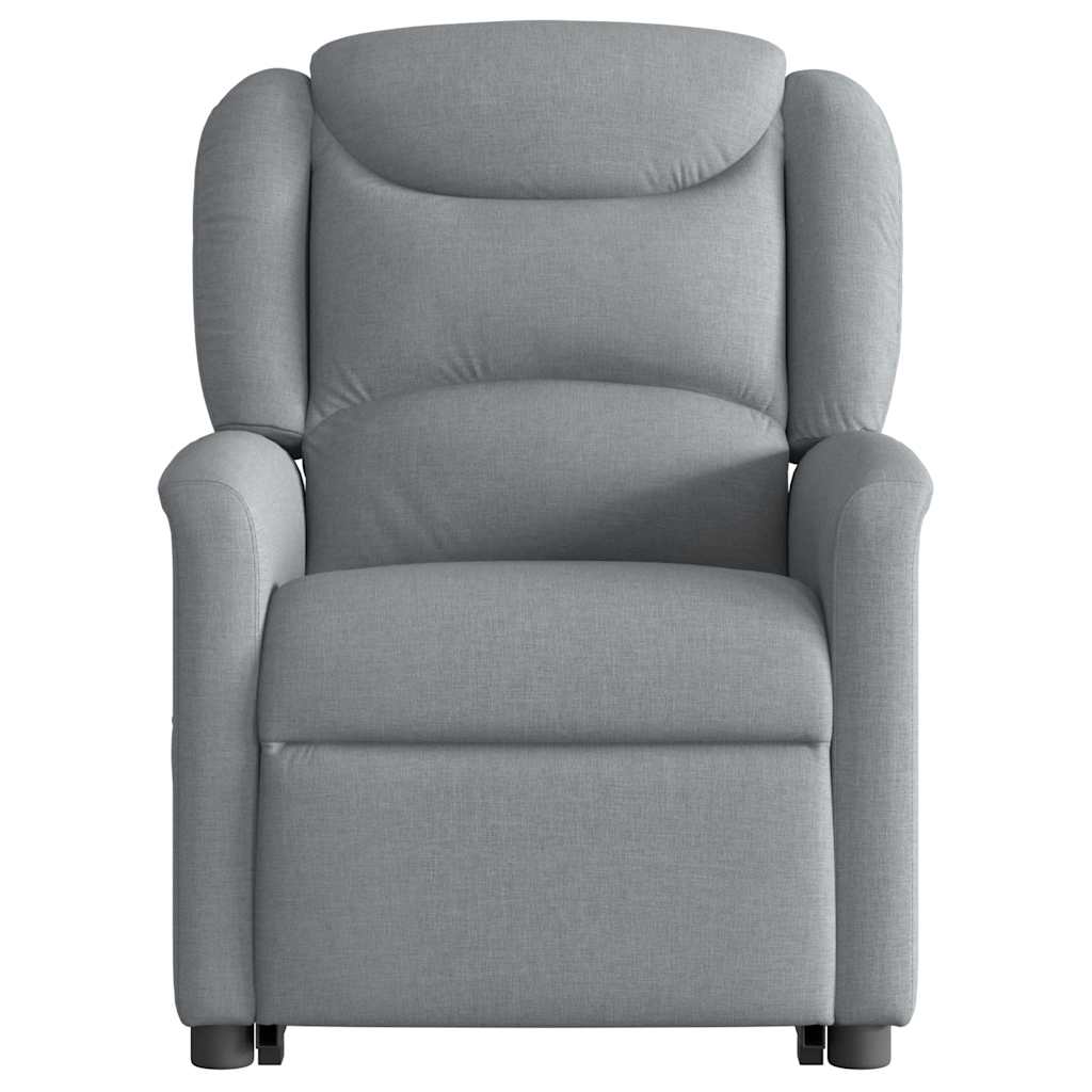 Rise and recline armchair, light grey, fabric