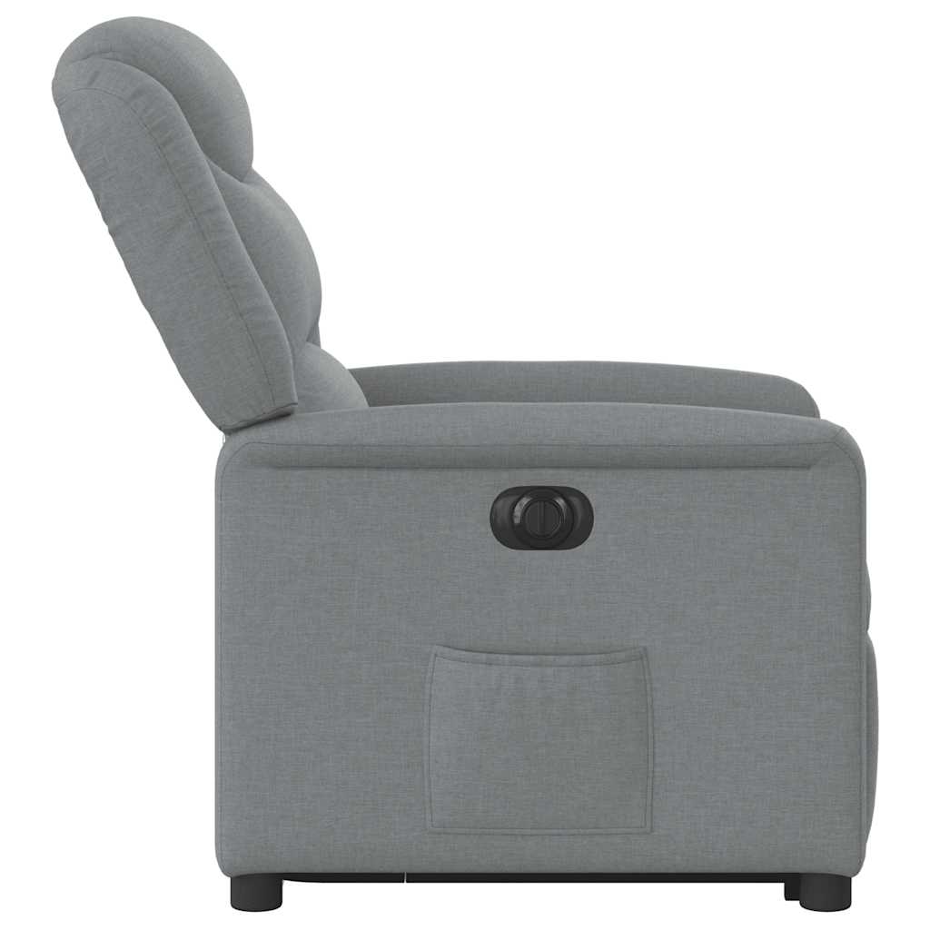 Rise and recline armchair, light grey, fabric