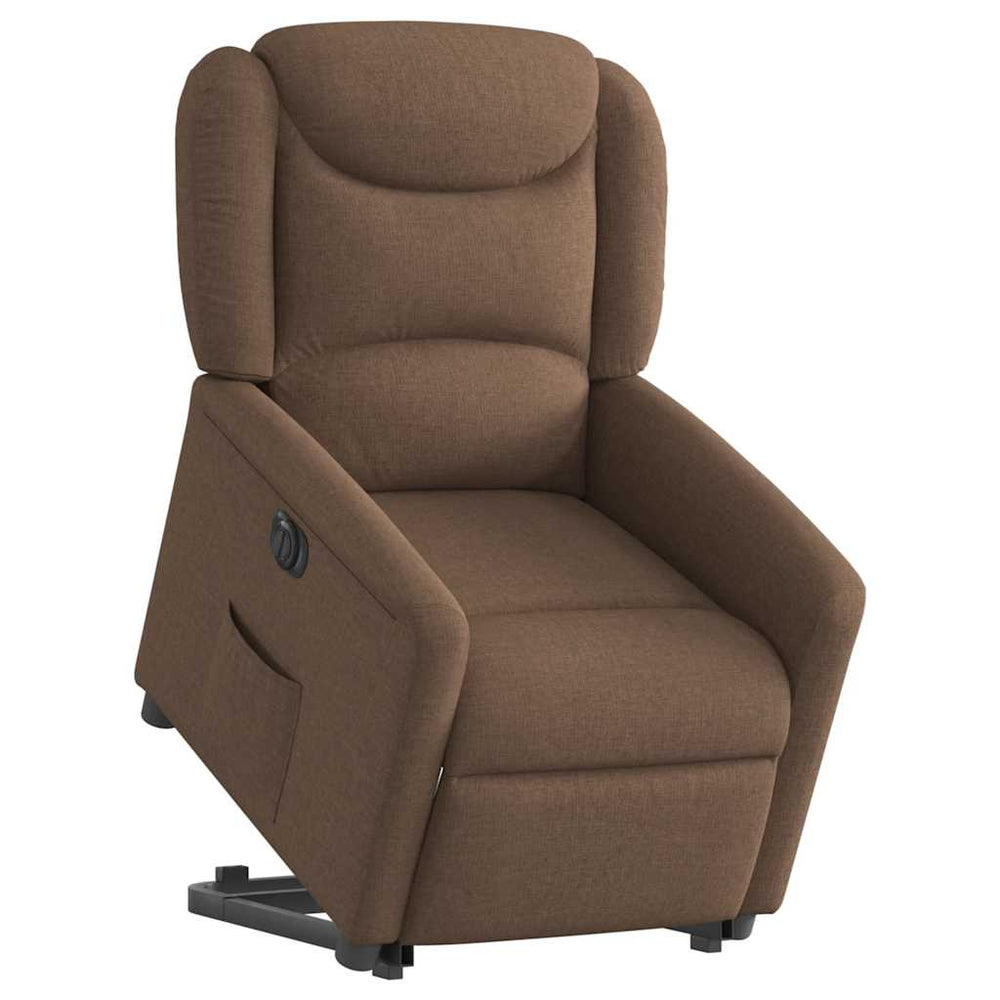 Electric Recliner Chair, brown, fabric