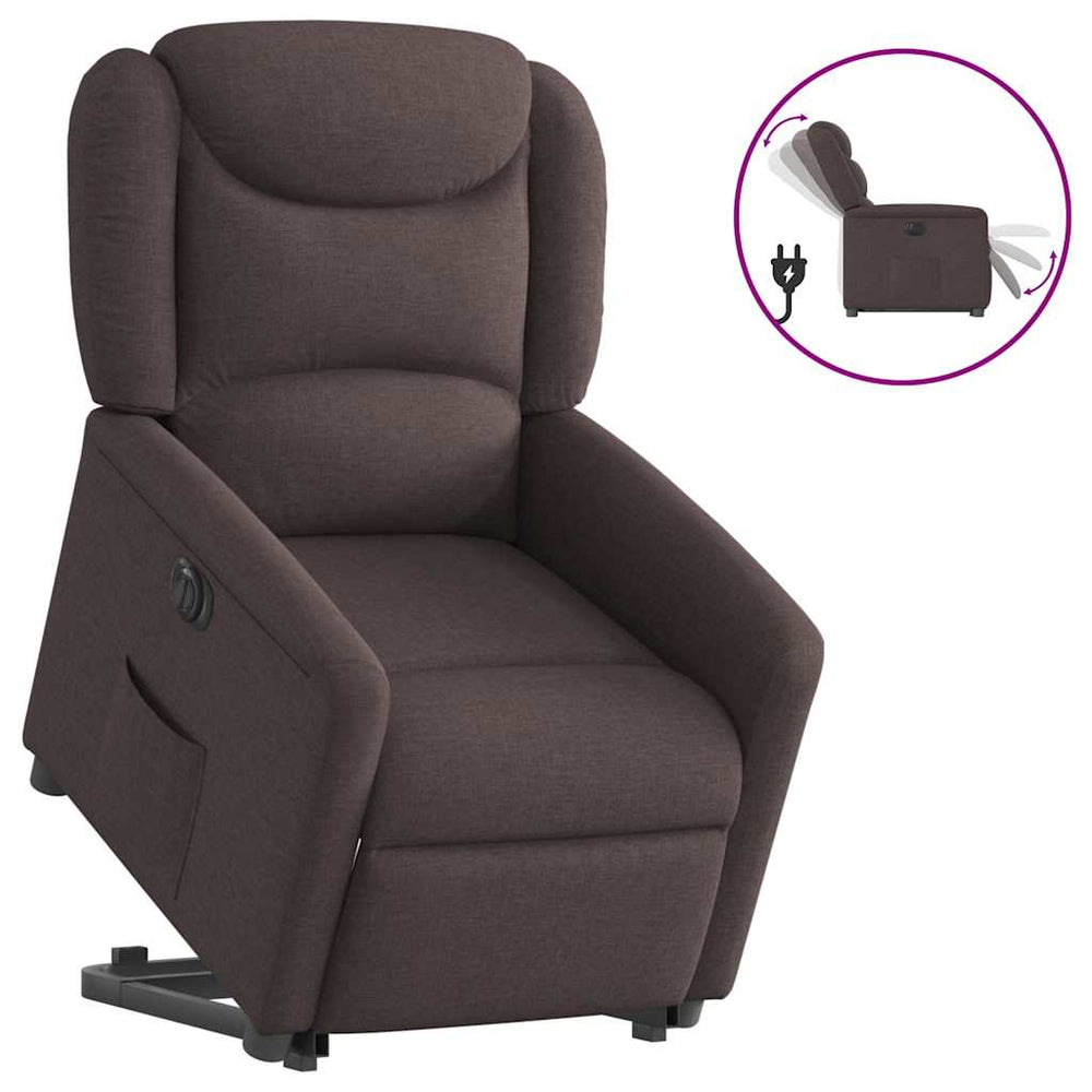 Recliner, dark brown, fabric
