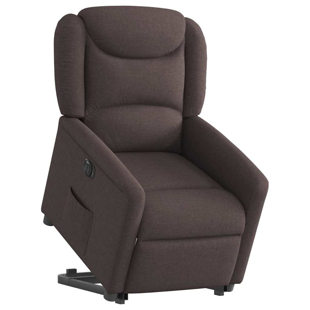 Recliner, dark brown, fabric