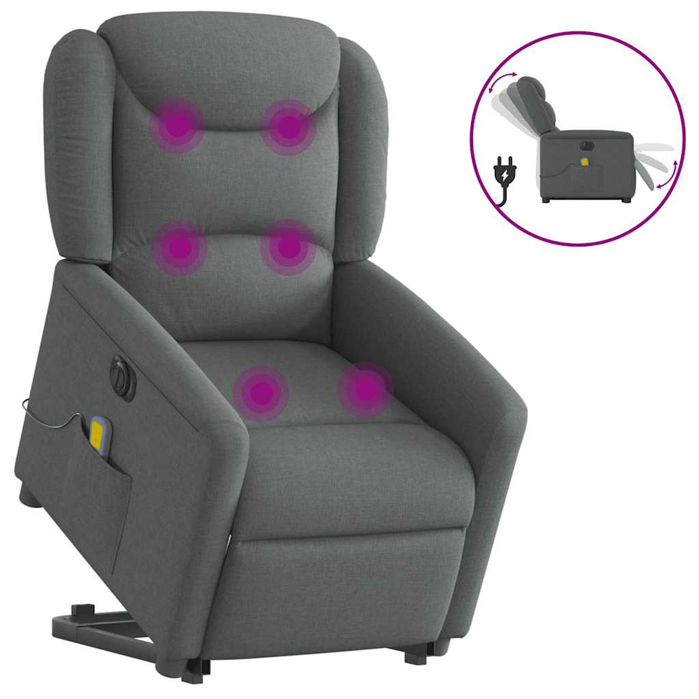 Standing massage chair, dark grey, fabric