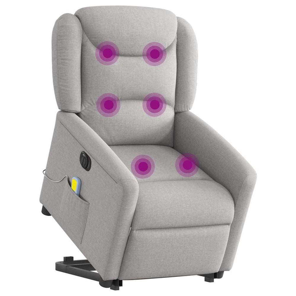 Reclining massage chair, grey, fabric