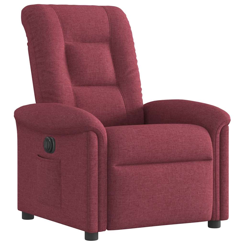Elektrisks atgāžams atpūtas krēsls, vīna sarkans, audums