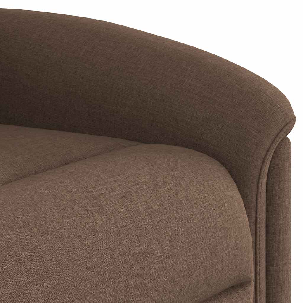 Electric reclining armchair, brown, fabric