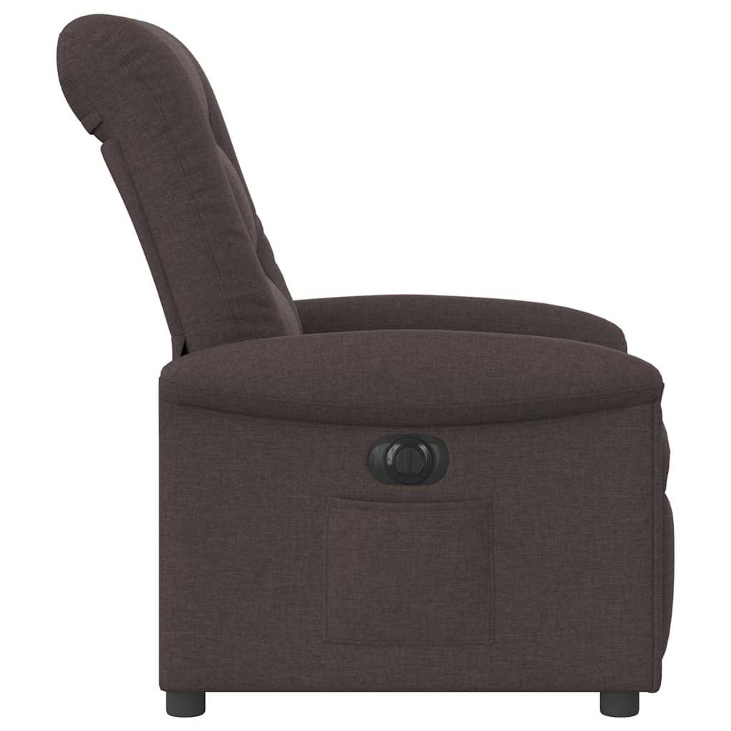 Electric reclining armchair, dark brown, fabric