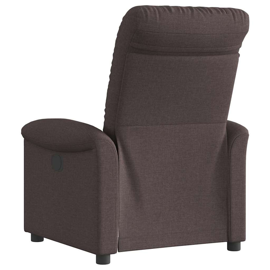 Electric reclining armchair, dark brown, fabric