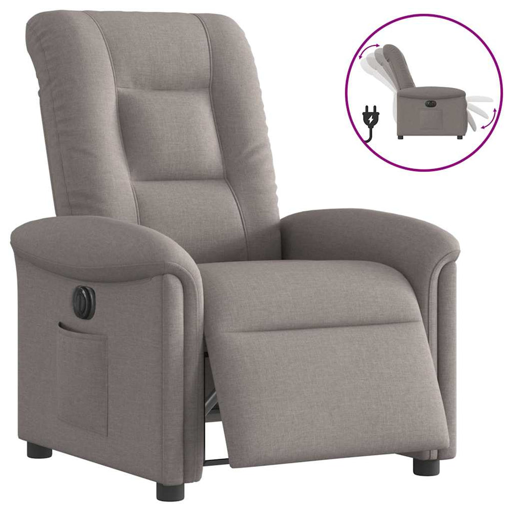 Electric recliner, taupe, fabric