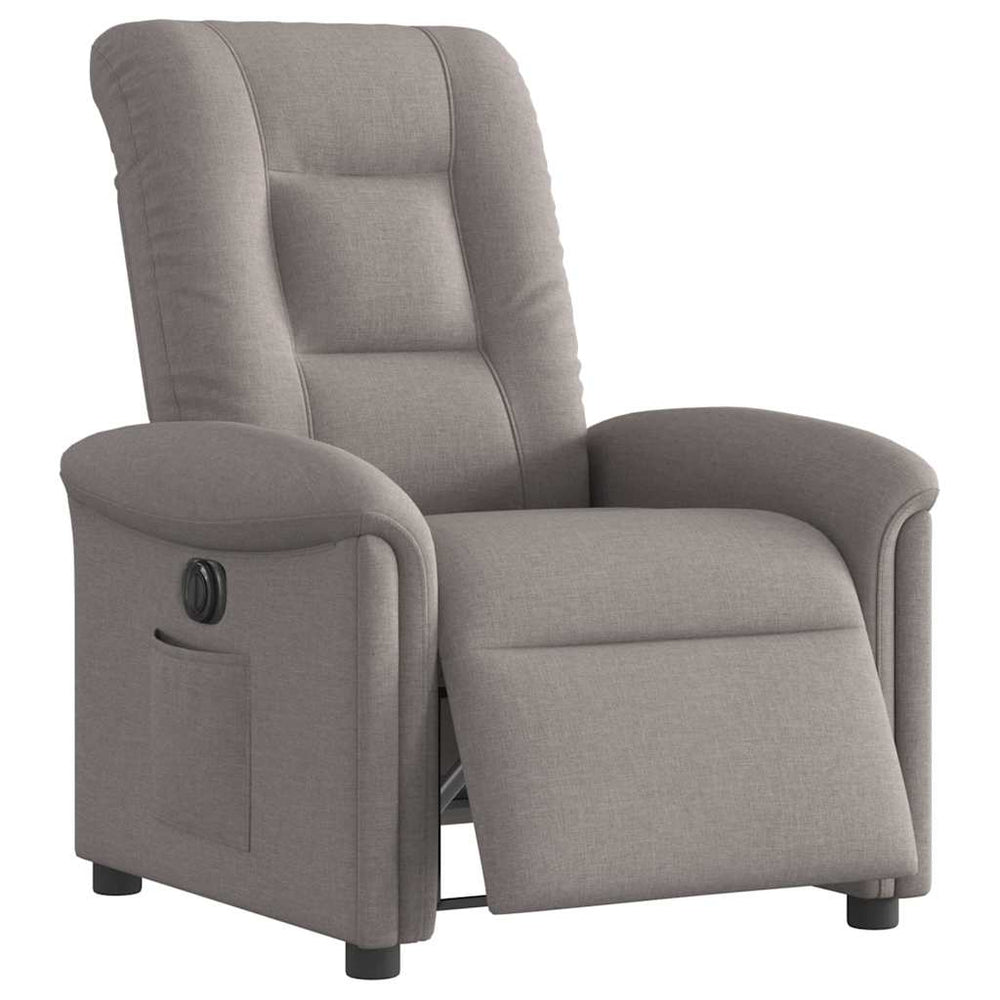 Electric recliner, taupe, fabric