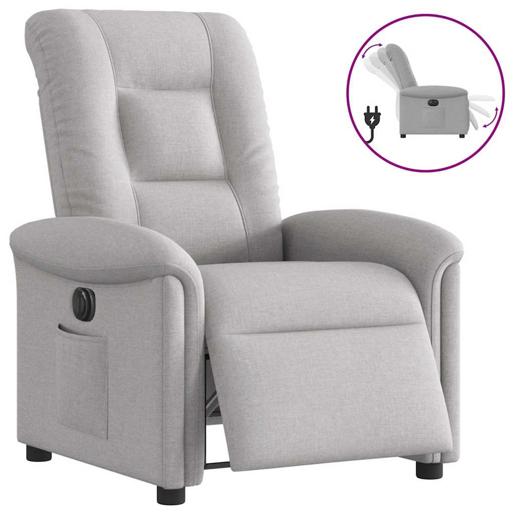 Electric reclining armchair, gray, fabric