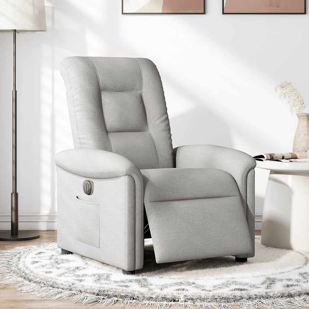 Electric reclining armchair, gray, fabric