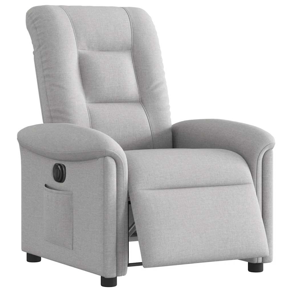 Electric reclining armchair, gray, fabric