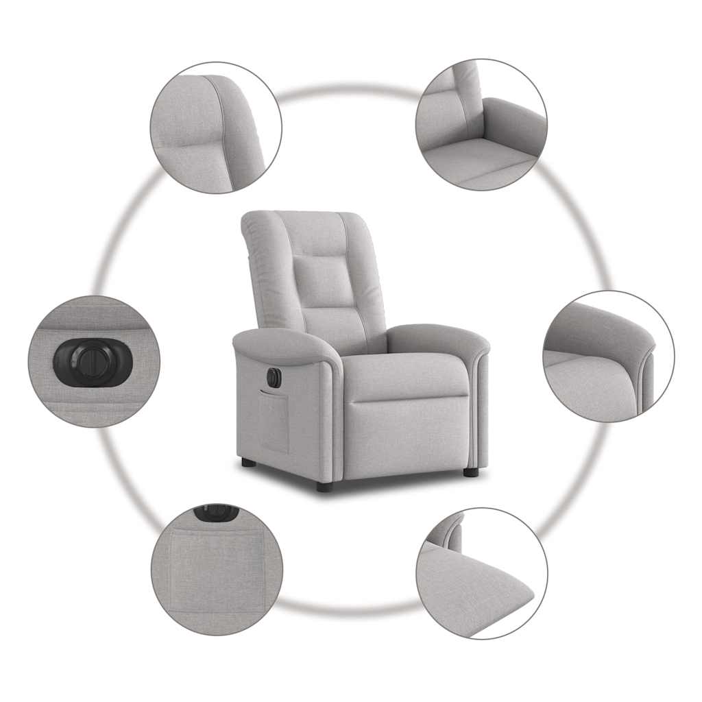 Electric reclining armchair, gray, fabric