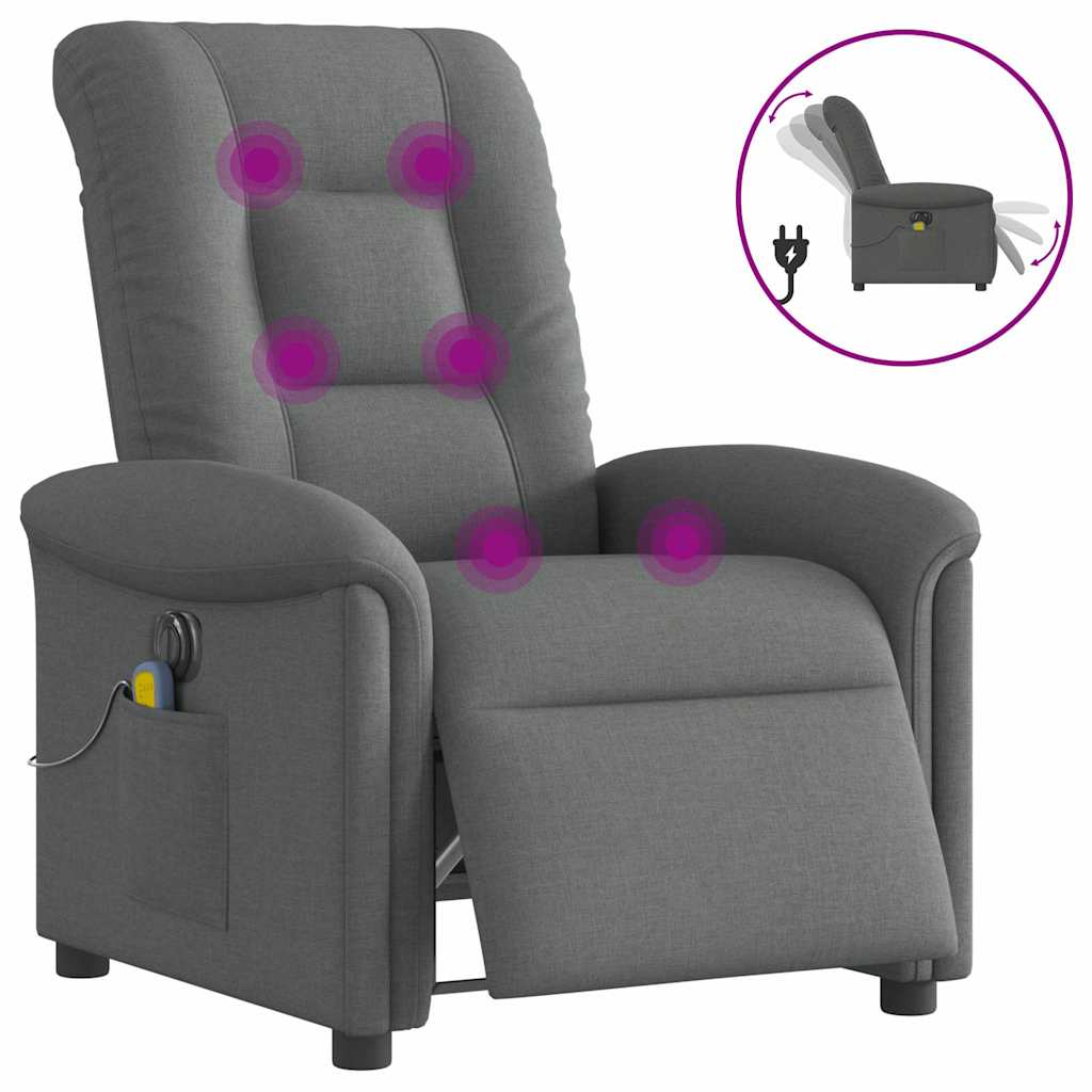 Electric massage chair, dark grey, fabric