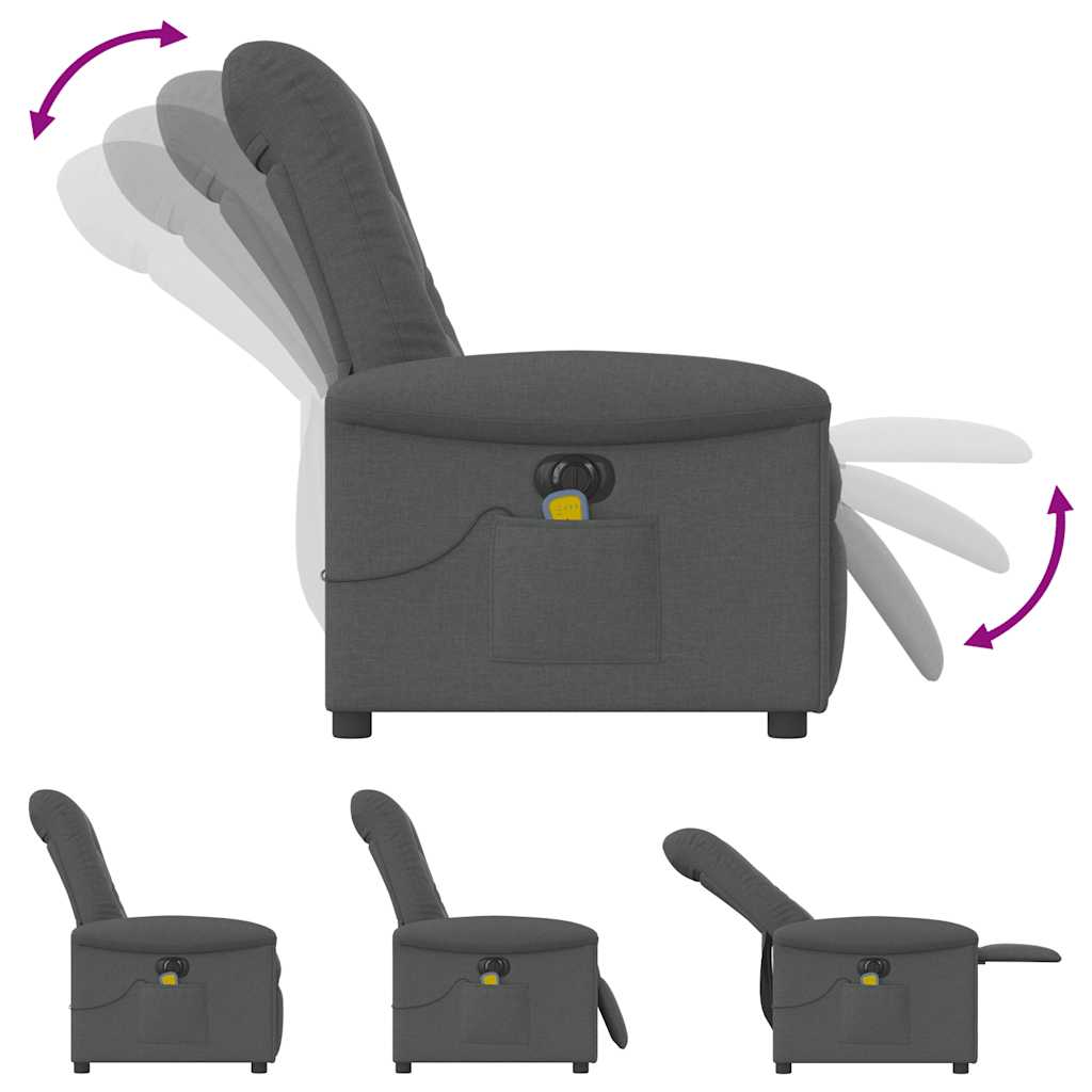 Electric massage chair, dark grey, fabric
