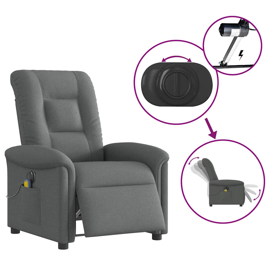 Electric massage chair, dark grey, fabric