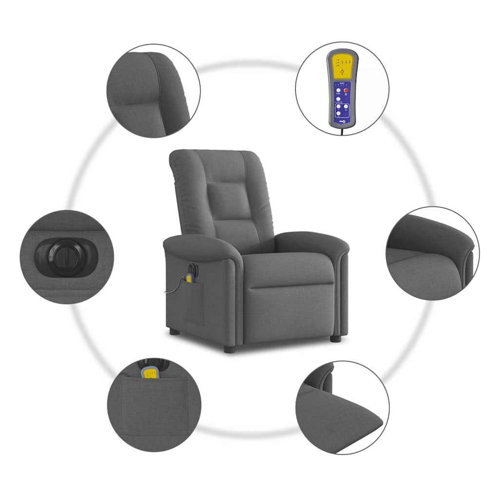 Electric massage chair, dark grey, fabric