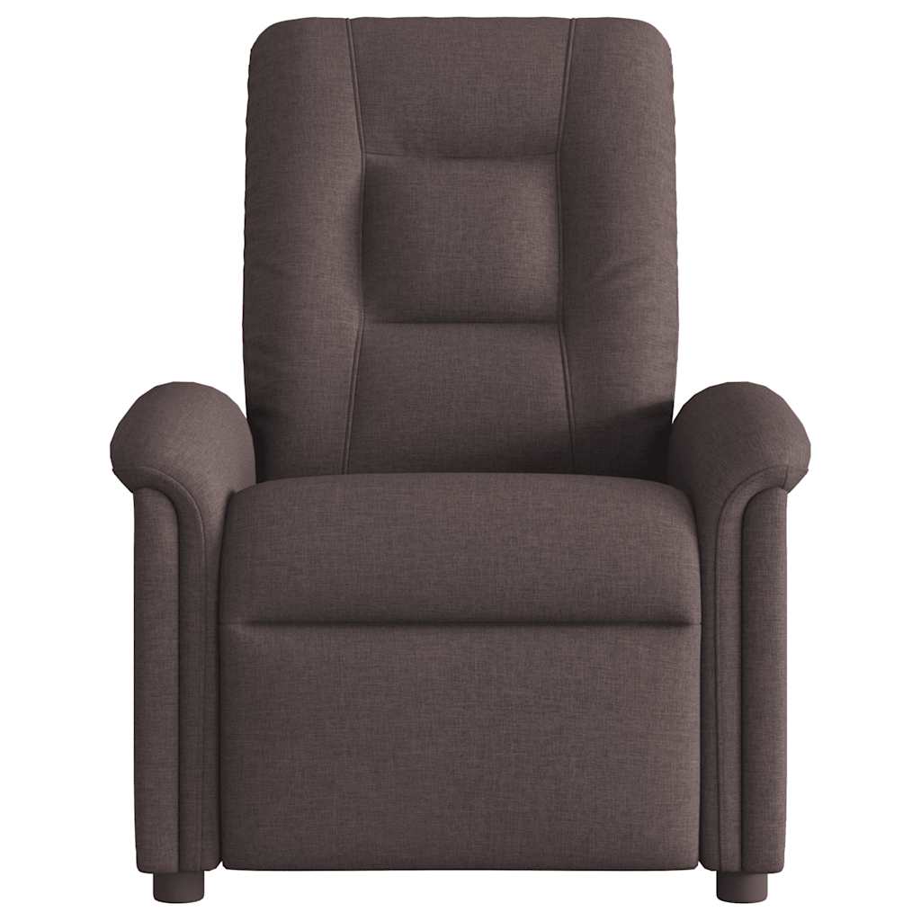 Electric reclining massage chair, dark brown, fabric