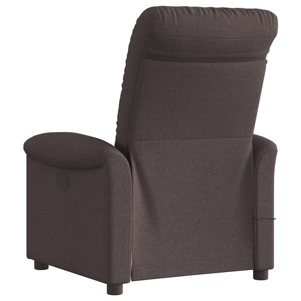 Electric reclining massage chair, dark brown, fabric