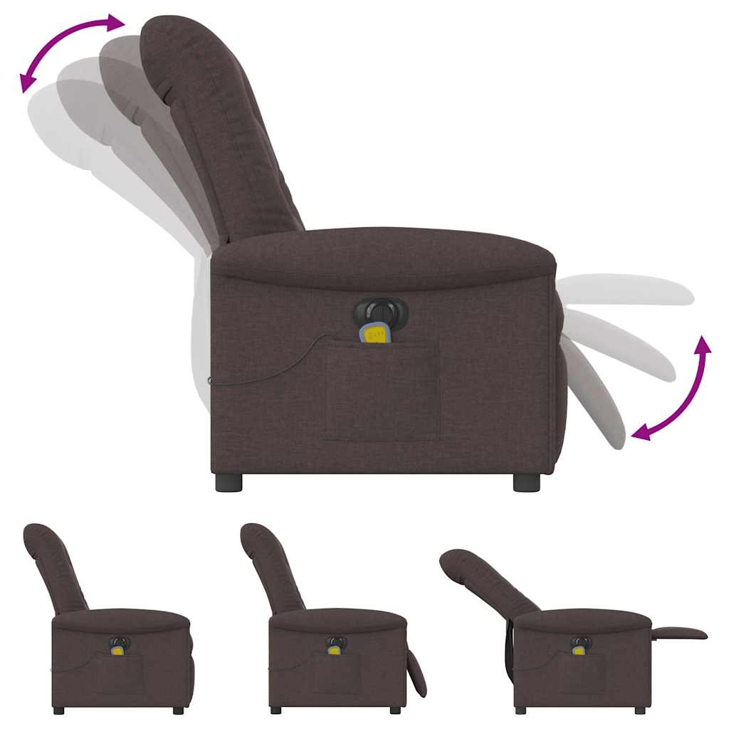 Electric reclining massage chair, dark brown, fabric