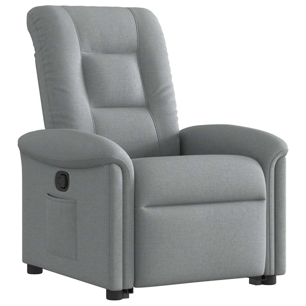 Rise and recline armchair, light grey, fabric